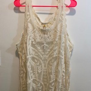 Capri Sioni Women’s Lace Sleeveless Top, Size L, Color Natural, NWT